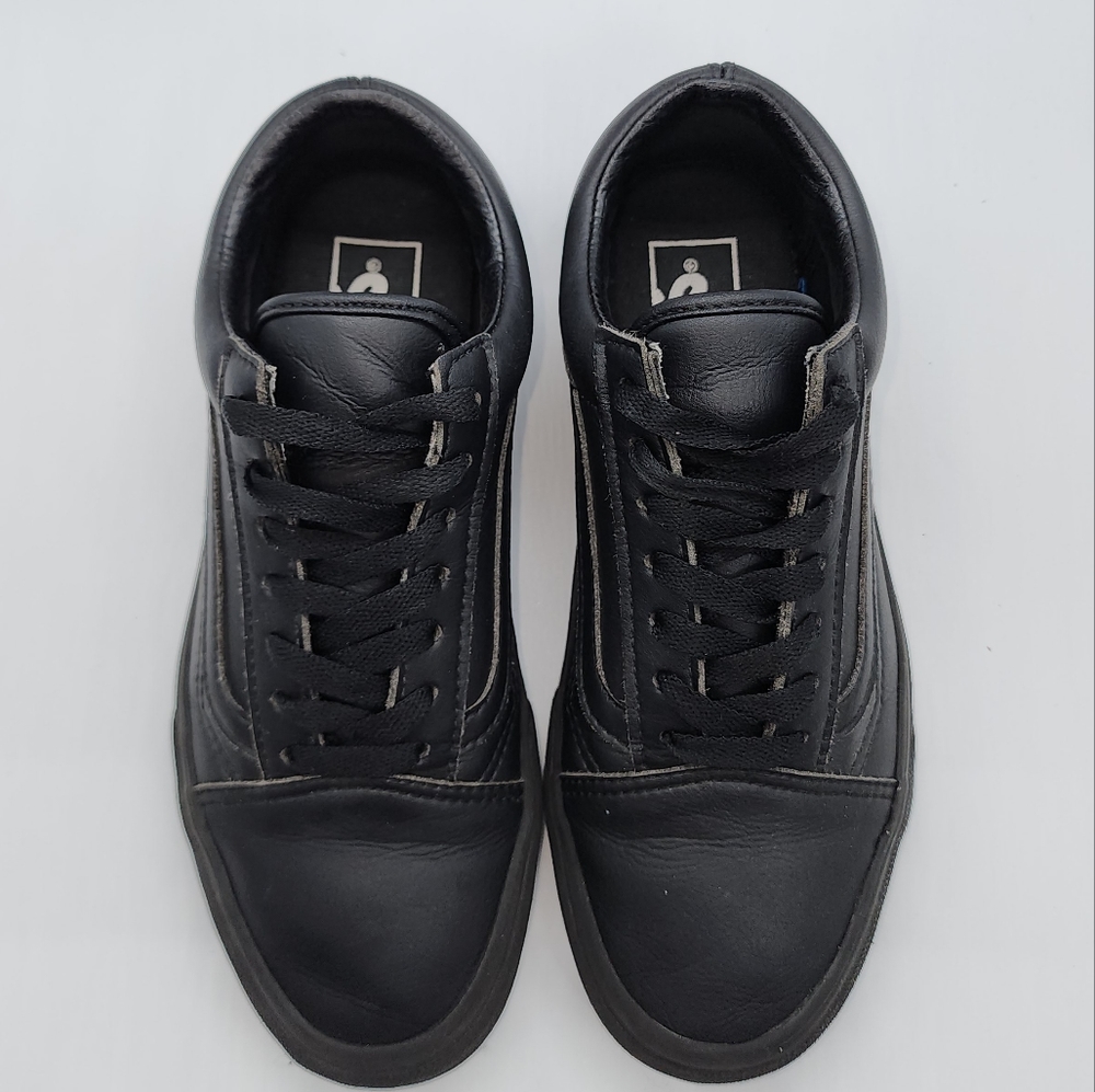 Black Leather Vans Size 5 Men's/Boy's Size 7 Women's